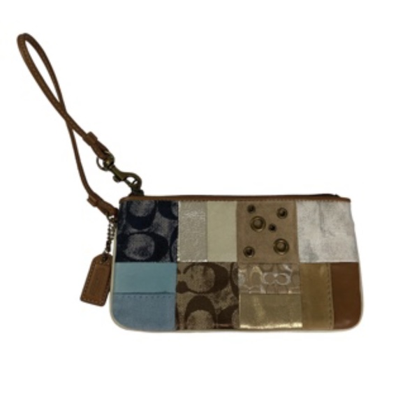 Coach Handbags - Authentic Coach Patchwork Wristlet in Shades of Browns and Blues